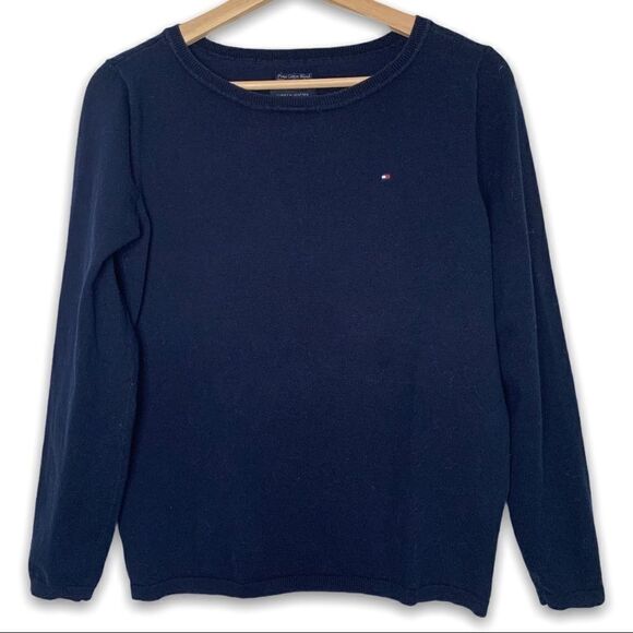 Tommy Hilfiger Pima Cotton Blend Logo Sweater - Picture 1 of 8